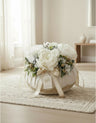 Fiori di Lena - Pouff Beige con 4 Peonie Bianche