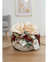 Fiori di Lena - Pouff Velluto nocciola con 2 rose velluto d 24 cm