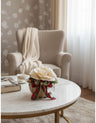 Fiori di Lena - Pouff velluto nocciola con 1 rosa velluto crema diametro 14 cm