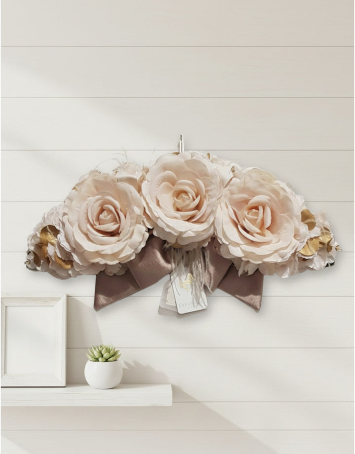 Fiori di Lena - Archetto con dettagli oro e fiocco in seta rosa antico Lunghezza 45 cm