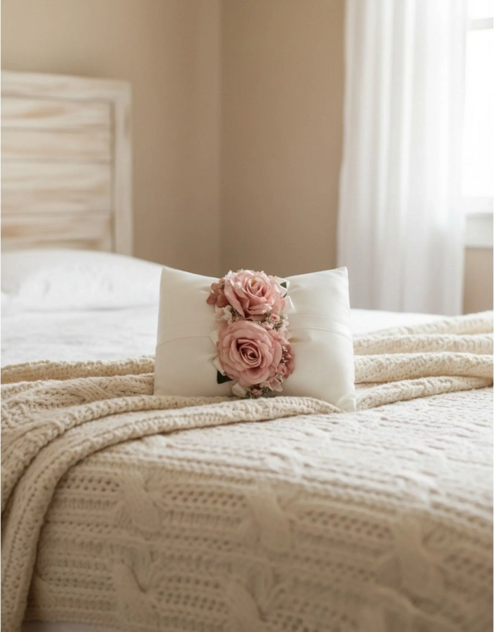 Fiori di Lena - Cuscino Bianco - 1-2-3 Rose - Rettangolare