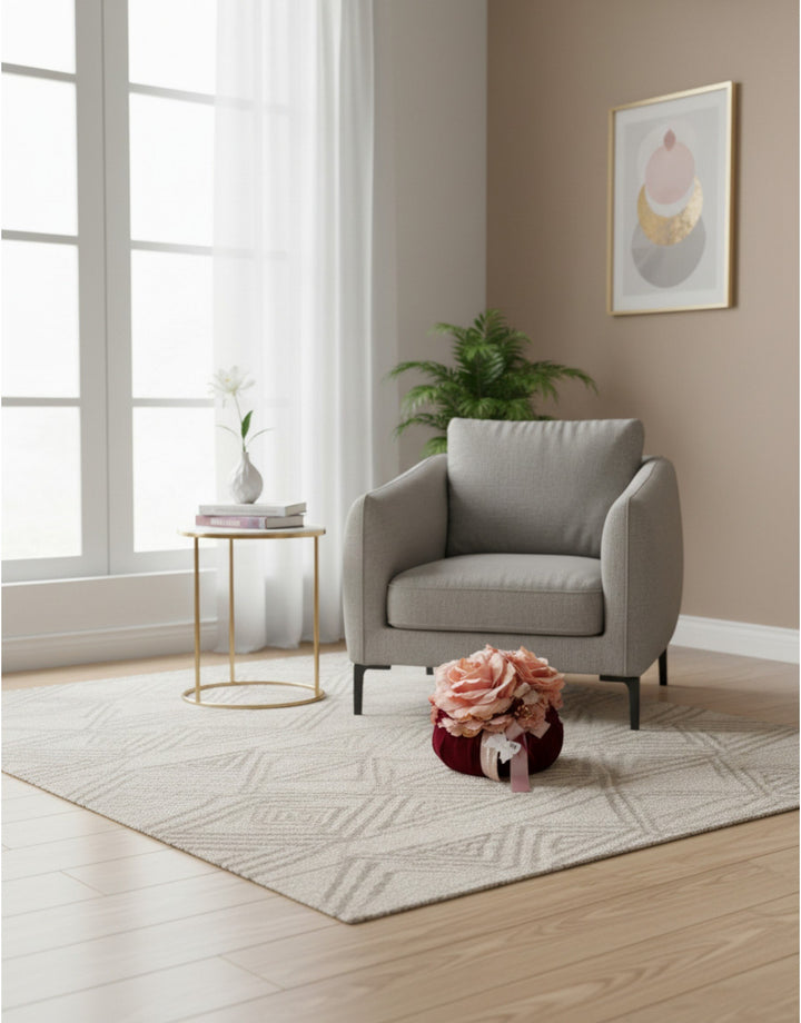 Fiori di Lena - Pouff Velluto amaranto con 2 rose rosa diametro 24 cm